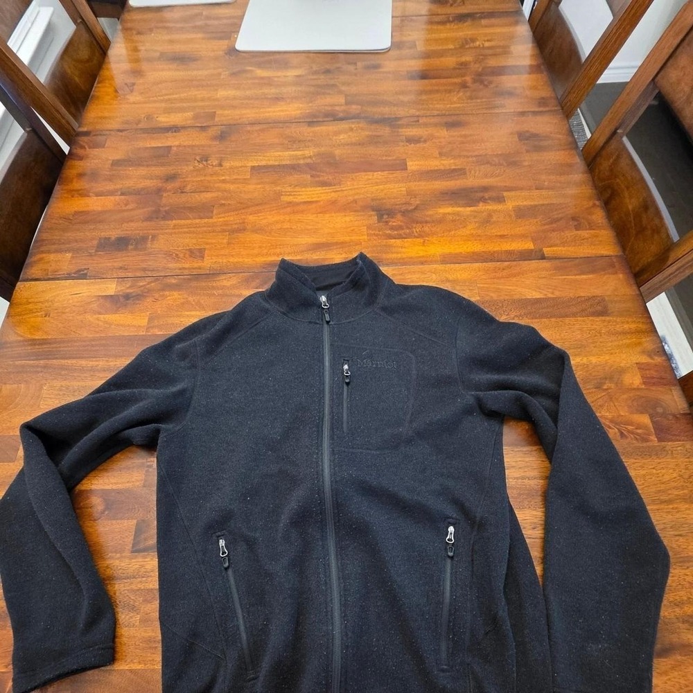 Marmot black fleece zip up jacket size large ski snowboarding snow sku23